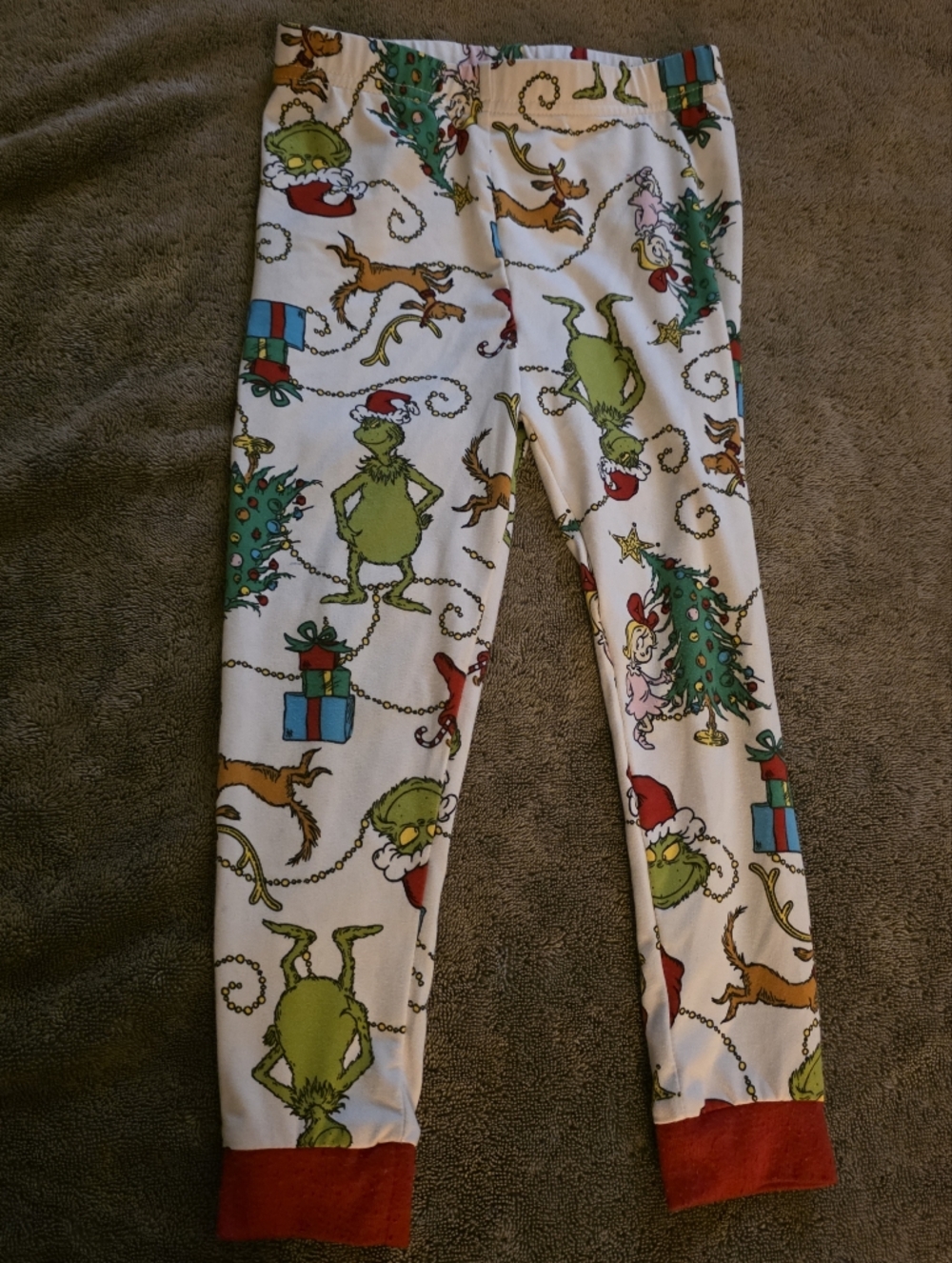 Komar Kids White Christmas Grinch Pajama Bottoms with Red , Green Size 4T